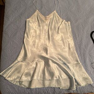 Blue silky detailed slip dress